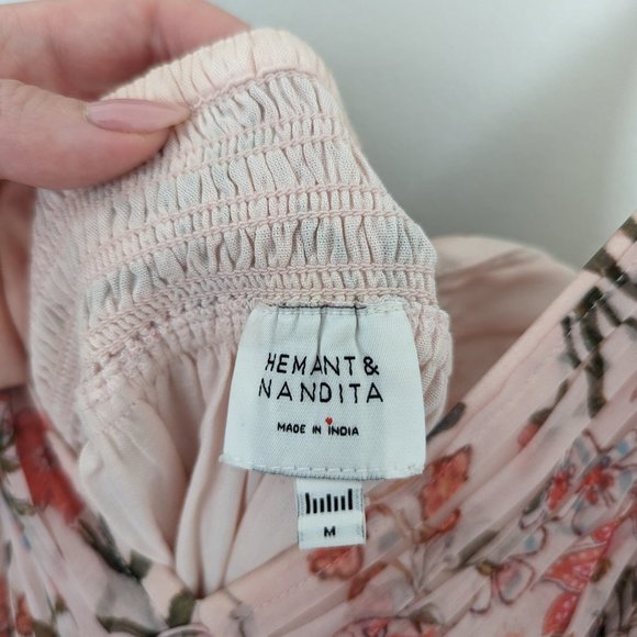 Hemant & Nandita Tiered Ruffle Floral Midi Dress - Peach Floral - Picture 6 of 11